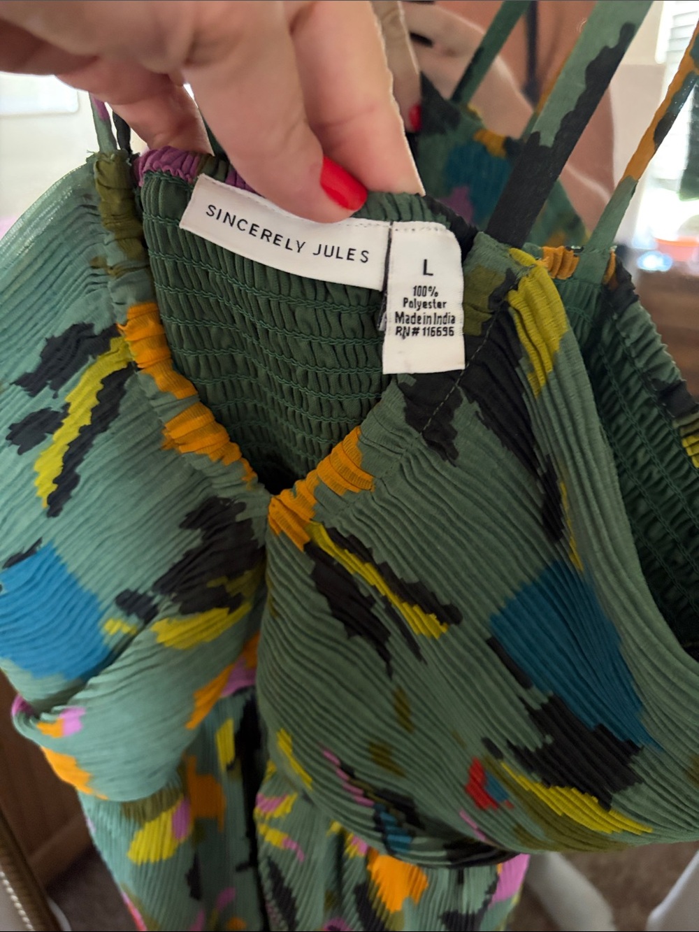 Sincerely Jules Green Floral Maxi Dress with Pink, Yellow & Blue Accents - Picture 3 of 5
